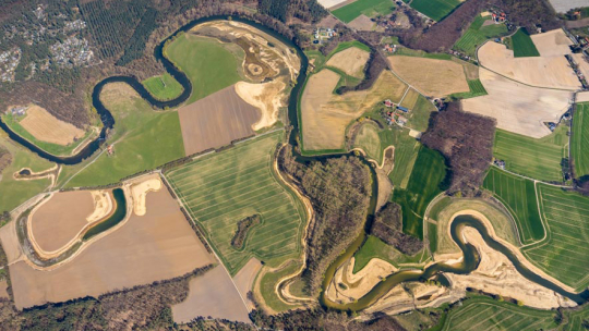 Übersicht des Projektgebietes nach Abschluss der Arbeiten (© Lippeverband / Befliegung 2019, Luftbild Blossey)